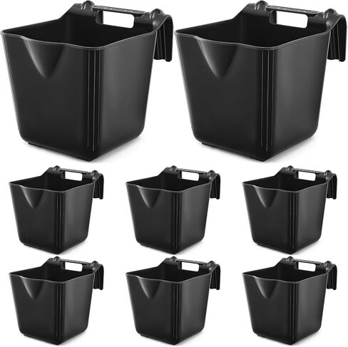 Marsui 4 Pack 15 Quart Plastic Hook Over Feeder, Mountable Livestock and Horse Feed Bucket, Horse Feed Bucket for Farm Field, Stalls, Pasture, Stable to Feed Horses Sheep Cattle Cows ETC in Saudi Arabia