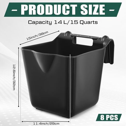 Marsui 4 Pack 15 Quart Plastic Hook Over Feeder, Mountable Livestock and Horse Feed Bucket, Horse Feed Bucket for Farm Field, Stalls, Pasture, Stable to Feed Horses Sheep Cattle Cows ETC in Saudi Arabia