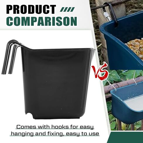 Marsui 4 Pack 15 Quart Plastic Hook Over Feeder, Mountable Livestock and Horse Feed Bucket, Horse Feed Bucket for Farm Field, Stalls, Pasture, Stable to Feed Horses Sheep Cattle Cows ETC in Saudi Arabia