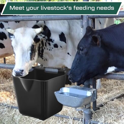 Marsui 4 Pack 15 Quart Plastic Hook Over Feeder, Mountable Livestock and Horse Feed Bucket, Horse Feed Bucket for Farm Field, Stalls, Pasture, Stable to Feed Horses Sheep Cattle Cows ETC in Saudi Arabia