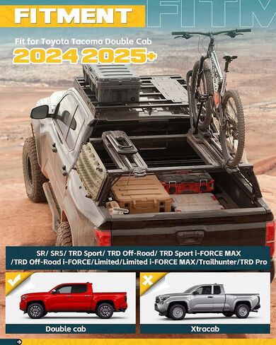 1000 رطل رف سقف مناسب لعام 2024 2025 تويوتا تاكوما الالتقاط الكابينة المزدوجة الألومنيوم in Kuwait