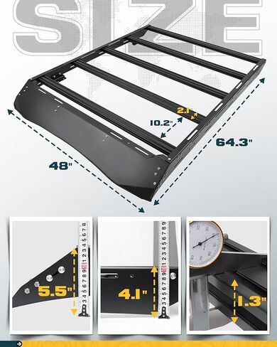 1000 رطل رف سقف مناسب لعام 2024 2025 تويوتا تاكوما الالتقاط الكابينة المزدوجة الألومنيوم in Kuwait