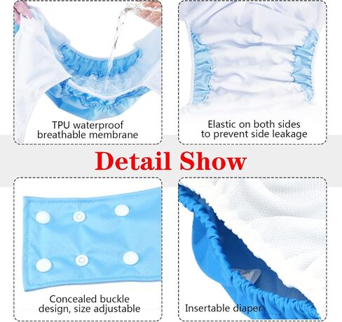 6Pcs Microfiber Reusable Diaper Inserts for Adult Cloth Diapers, Washable Disability Diaper Inserts for Incontinence Care, 4 Layers Microfiber Pad (6 Pack Inserts-L) in Saudi Arabia
