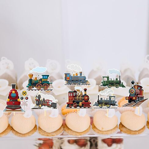 Chugga Chugga اثنان من زخارف الحفلات - Yoyuspy 36pcs 2nd Train Birthday Party Decoration Cupcake Topcake Decord Birthday Decor in Kuwait