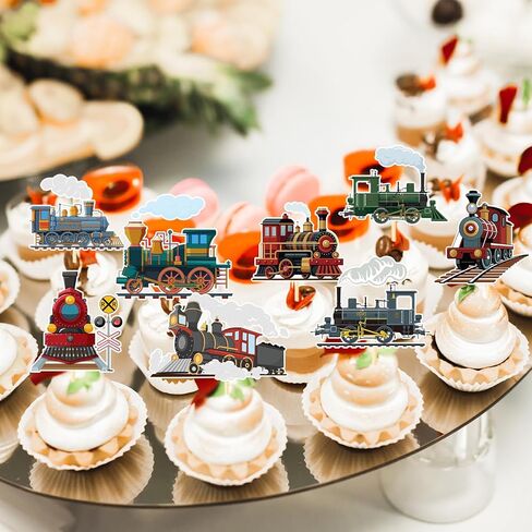 Chugga Chugga اثنان من زخارف الحفلات - Yoyuspy 36pcs 2nd Train Birthday Party Decoration Cupcake Topcake Decord Birthday Decor in Kuwait