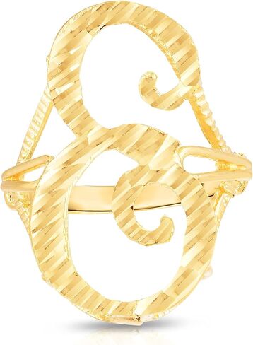 Floreo 10K Gold Gold A-Z Extra Extra Fricsive Leate Ring Orner Ring in Kuwait