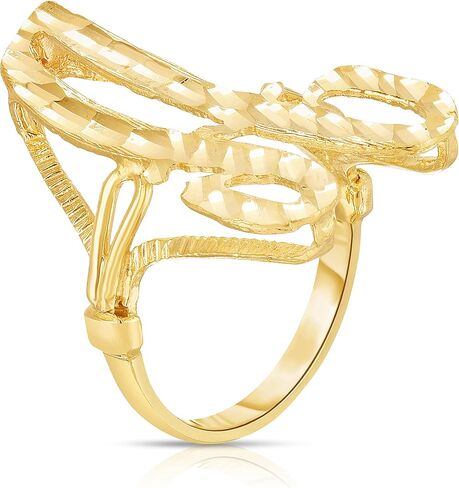 Floreo 10K Gold Gold A-Z Extra Extra Fricsive Leate Ring Orner Ring in Kuwait