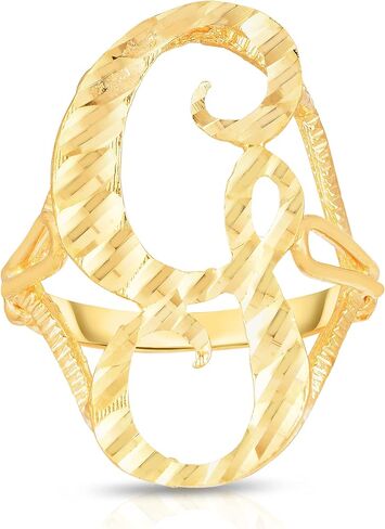 Floreo 10K Gold Gold A-Z Extra Extra Fricsive Leate Ring Orner Ring in Kuwait