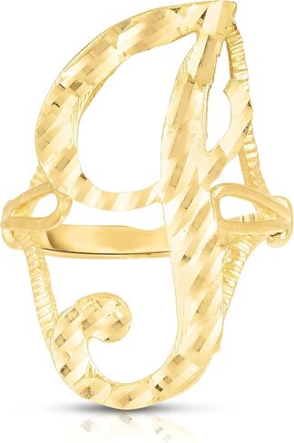 Floreo 10K Gold Gold A-Z Extra Extra Fricsive Leate Ring Orner Ring in Kuwait