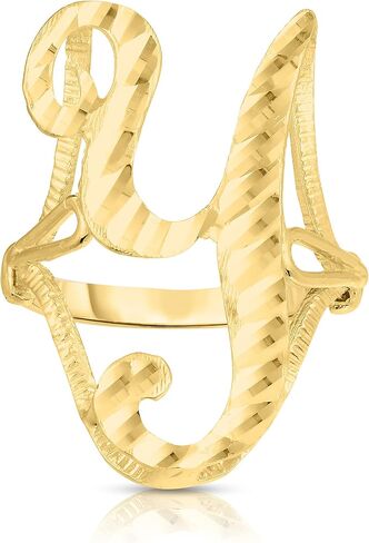 Floreo 10K Gold Gold A-Z Extra Extra Fricsive Leate Ring Orner Ring in Kuwait