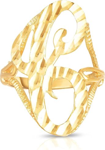 Floreo 10K Gold Gold A-Z Extra Extra Fricsive Leate Ring Orner Ring in Kuwait