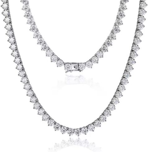 3 قلادة تنس مويسانيت ، 11.20-58.00CT د اللون VVS1 S925 Sterling Silver Wedding Moissanite Tennis Netnis for Women Men in Kuwait
