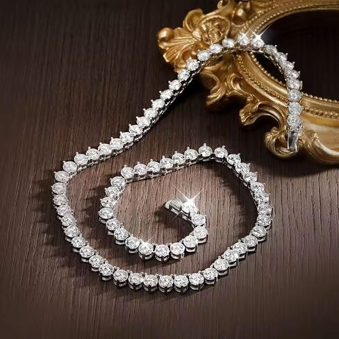 3 قلادة تنس مويسانيت ، 11.20-58.00CT د اللون VVS1 S925 Sterling Silver Wedding Moissanite Tennis Netnis for Women Men in Kuwait