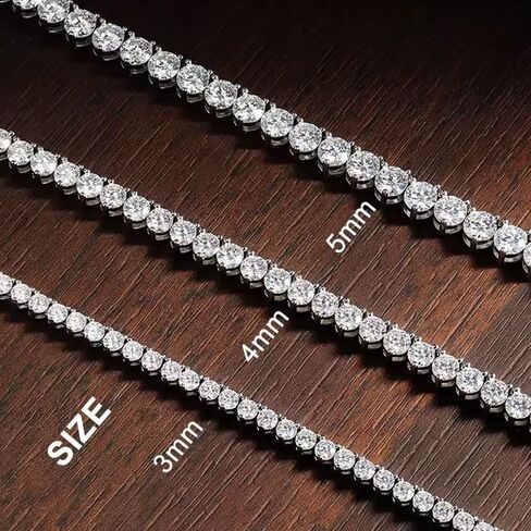 3 قلادة تنس مويسانيت ، 11.20-58.00CT د اللون VVS1 S925 Sterling Silver Wedding Moissanite Tennis Netnis for Women Men in Kuwait