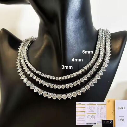3 قلادة تنس مويسانيت ، 11.20-58.00CT د اللون VVS1 S925 Sterling Silver Wedding Moissanite Tennis Netnis for Women Men in Kuwait