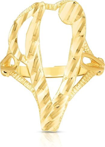Floreo 10K Gold Gold A-Z Extra Extra Fricsive Leate Ring Orner Ring in Kuwait