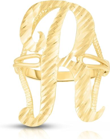 Floreo 10K Gold Gold A-Z Extra Extra Fricsive Leate Ring Orner Ring in Kuwait