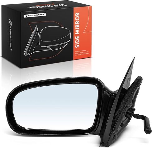 A-Premium Driver Side Manual Door Mirror - Compatible with Chevrolet Cavalier & Pontiac Sunfire, 1995-2005 - Non-Heated Non-Folding Black Smooth Outside Rear View Mirror in Saudi Arabia
