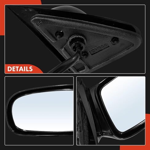 A-Premium Driver Side Manual Door Mirror - Compatible with Chevrolet Cavalier & Pontiac Sunfire, 1995-2005 - Non-Heated Non-Folding Black Smooth Outside Rear View Mirror in Saudi Arabia