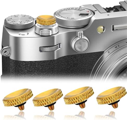 4Pcs Camear Shutter Button Soft Shutter Release Button Metal Brass Knurled Upscale and Delicate Camera Button (Golden) in Saudi Arabia