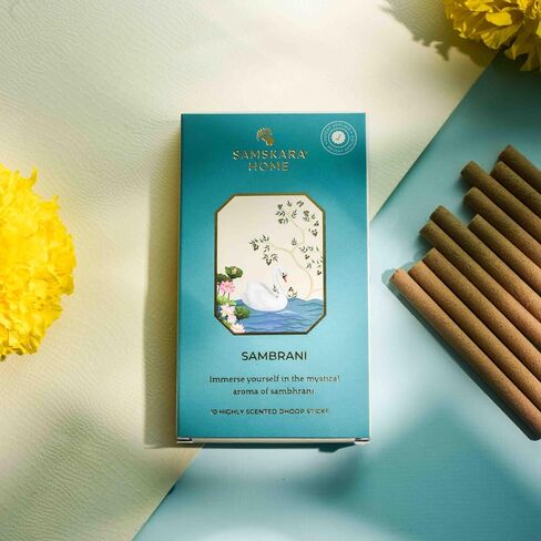 Samskara Sambrani Dhoop Sticks - Set of 10 | Natural Aromatic Fragrance for Meditation, Yoga, and Purification | Handcrafted Herbal Incense for Spiritual Cleansing in Saudi Arabia