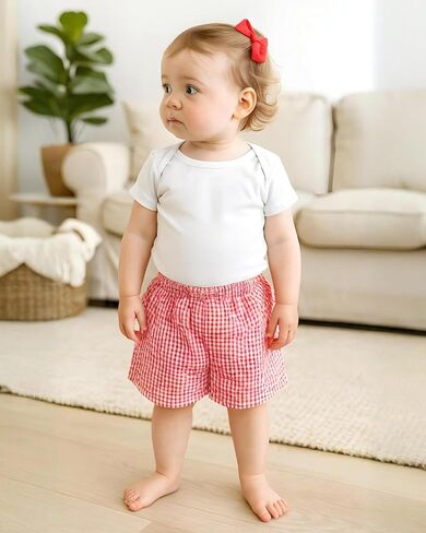 3 Pack Toddler Baby Girl Boy Gingham Shorts Infant Plaid Seersucker Casual Elastic Waist Shorts Pants Bottoms Summer in Saudi Arabia
