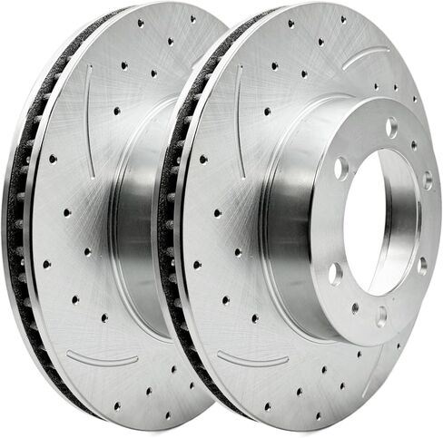 Front Replacement Brake Rotors Kit for 2003-2009 4Runner, 2005-2021 Tacoma, 2007-2014 FJ-CRUISER, Drilled Slotted Brake Rotors & Ceramic Brake Pads (31327 D976) in Saudi Arabia