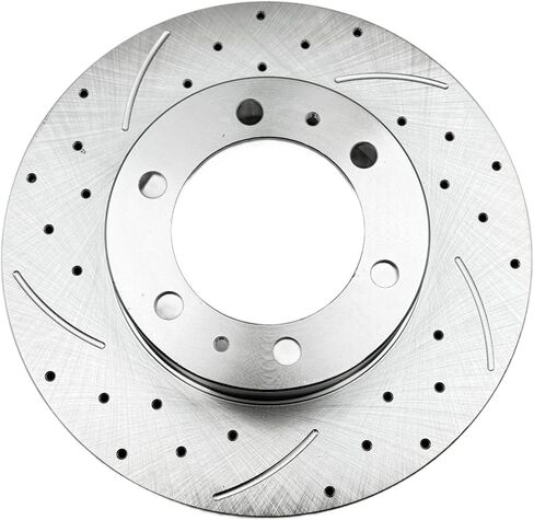 Front Replacement Brake Rotors Kit for 2003-2009 4Runner, 2005-2021 Tacoma, 2007-2014 FJ-CRUISER, Drilled Slotted Brake Rotors & Ceramic Brake Pads (31327 D976) in Saudi Arabia