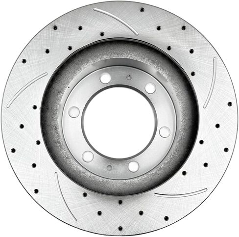 Front Replacement Brake Rotors Kit for 2003-2009 4Runner, 2005-2021 Tacoma, 2007-2014 FJ-CRUISER, Drilled Slotted Brake Rotors & Ceramic Brake Pads (31327 D976) in Saudi Arabia