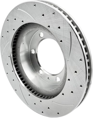 Front Replacement Brake Rotors Kit for 2003-2009 4Runner, 2005-2021 Tacoma, 2007-2014 FJ-CRUISER, Drilled Slotted Brake Rotors & Ceramic Brake Pads (31327 D976) in Saudi Arabia