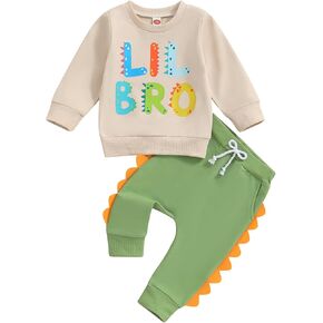 Toddler Baby Girl Boys Fall Outfits Dinosaur Embroidery Long Sleeve Animal Style Sweatshirts Top Pants Clothes Set in Kuwait
