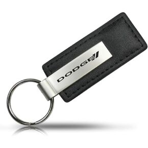 Au-TOMOTIVE GOLD, INC Officially Licensed Black Leather Key Fob for Dodge Stripe in Saudi Arabia
