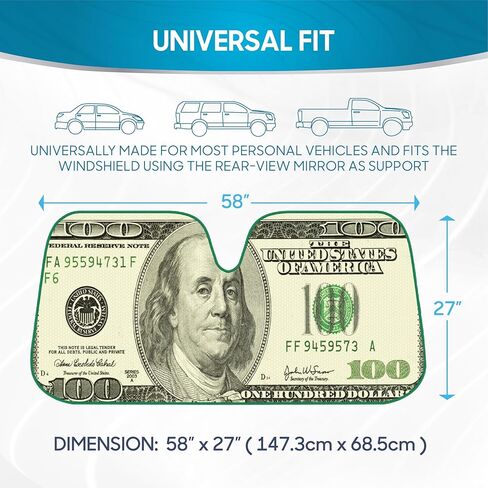 BDK USA Pibes Good Beach Sun Visor for Car Windshield Sunshade - Truck Sun Shade Windshield Cover & Window Window Cover Care Shield Sun Protector - Dash Protection للحفاظ على سيارتك باردة 58 "x27" in Kuwait