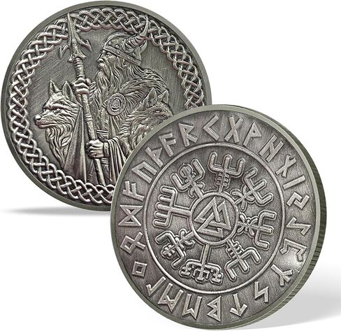Odin Norse Challenge Coin - Viking God Design with Runes and Valknut Symbol - Nordic Collectible for Strength, Wisdom, and Protection in Norse Mythology in Kuwait