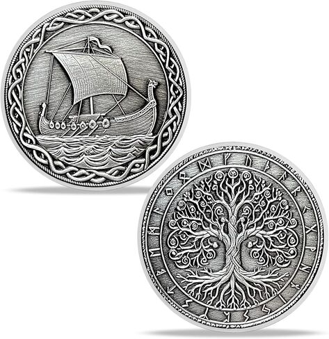 Odin Norse Challenge Coin - Viking God Design with Runes and Valknut Symbol - Nordic Collectible for Strength, Wisdom, and Protection in Norse Mythology in Kuwait