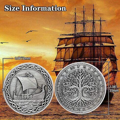 Odin Norse Challenge Coin - Viking God Design with Runes and Valknut Symbol - Nordic Collectible for Strength, Wisdom, and Protection in Norse Mythology in Kuwait