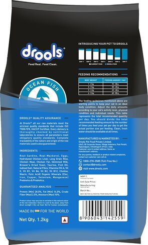 Drools Kitten Dry Cat Food Ocean Fish, 8.82lb (6.62lb + 2.21lb Free) – Sardine, Mackerel, Omega Fatty Acids for Growth, Health, Skin, Coat & Urinary Health in Saudi Arabia