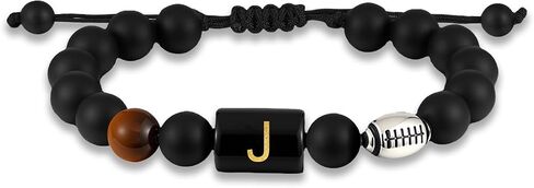 Football Gifts for Boys Men Youth Junior Coach Team Kids Player Initial with A-Z Letter Football Beaded Bracelets Party Favors Accessories Adjustable 5.5''-10'' Jewelry Gifts in Kuwait