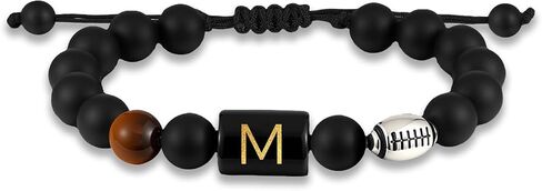 Football Gifts for Boys Men Youth Junior Coach Team Kids Player Initial with A-Z Letter Football Beaded Bracelets Party Favors Accessories Adjustable 5.5''-10'' Jewelry Gifts in Kuwait