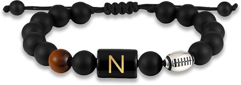 Football Gifts for Boys Men Youth Junior Coach Team Kids Player Initial with A-Z Letter Football Beaded Bracelets Party Favors Accessories Adjustable 5.5''-10'' Jewelry Gifts in Kuwait