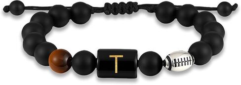 Football Gifts for Boys Men Youth Junior Coach Team Kids Player Initial with A-Z Letter Football Beaded Bracelets Party Favors Accessories Adjustable 5.5''-10'' Jewelry Gifts in Kuwait