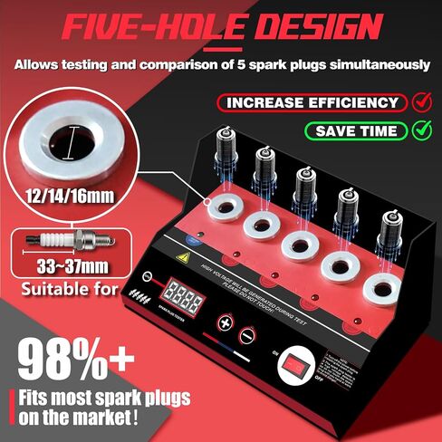 Spark Plug Tester, 5 Holes Test Spark Plug Tool, Car Motorcycle Engine Ignition Tester 0 to 9000 RPM Spark Tester Socket with Digital Display ST500Pro in Saudi Arabia