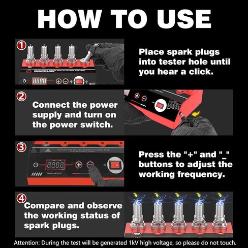 Spark Plug Tester, 5 Holes Test Spark Plug Tool, Car Motorcycle Engine Ignition Tester 0 to 9000 RPM Spark Tester Socket with Digital Display ST500Pro in Saudi Arabia