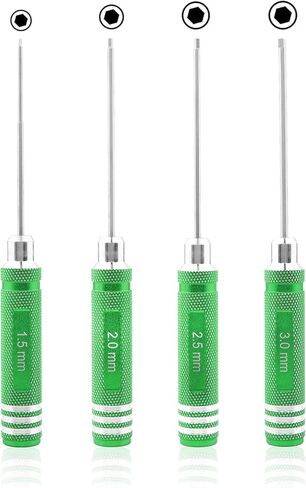 4 Pieces Hex Screw Driver Set 1.5mm 2.0mm 2.5mm 3.0mm Allen Wrench Keys Screwdriver Kit RC Repair Tools for Traxxas RC Car Drone Multi-Axis Helicopter Arrma Axial Losi Redcat Racing (Blue) in Kuwait