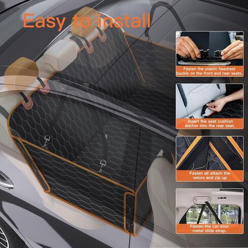 TantivyBo Back Seat Extender for Dogs, Dog Car Seat Cover for Back Seat with Hard Bottom for Car, Small Truck, Mid SUV, Supports 400LB with Car Seat Belt - Medium Size (Black) in Saudi Arabia