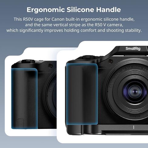 SmallRig R50 V Camera Cage for Canon R50V, Built-in Ergonomic Silicone Grip, QR Plate for Arca, 1/4"-20 Threaded Hole, 3/8"-16 Holes for ARRI, Cold Shoe, QD Sockets, Vertical Shooting(Silver)-5428 in Saudi Arabia
