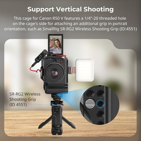 SmallRig R50 V Camera Cage for Canon R50V, Built-in Ergonomic Silicone Grip, QR Plate for Arca, 1/4"-20 Threaded Hole, 3/8"-16 Holes for ARRI, Cold Shoe, QD Sockets, Vertical Shooting(Silver)-5428 in Saudi Arabia
