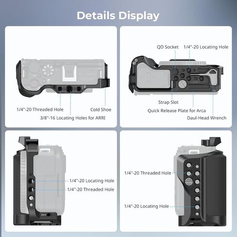 SmallRig R50 V Camera Cage for Canon R50V, Built-in Ergonomic Silicone Grip, QR Plate for Arca, 1/4"-20 Threaded Hole, 3/8"-16 Holes for ARRI, Cold Shoe, QD Sockets, Vertical Shooting(Silver)-5428 in Saudi Arabia
