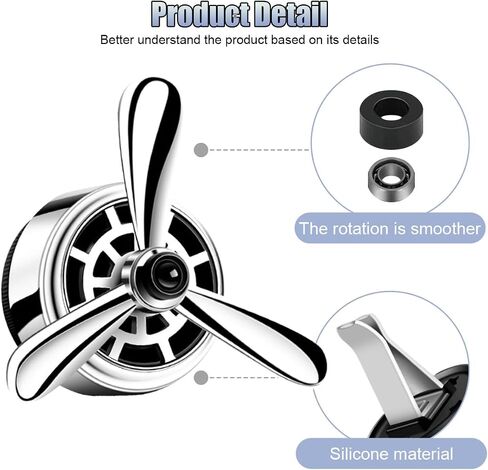 Car Air Freshener Outlet Clip, Stylish Propeller Dashboard Air Vent Trim Clips, Air-Driven Fragrance Diffuser, Creative Automotive Interior Decoration Accessories for Women Men (Black, 2PCS) in Saudi Arabia