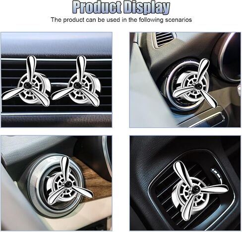Car Air Freshener Outlet Clip, Stylish Propeller Dashboard Air Vent Trim Clips, Air-Driven Fragrance Diffuser, Creative Automotive Interior Decoration Accessories for Women Men (Black, 2PCS) in Saudi Arabia